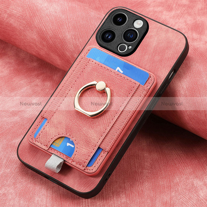 Soft Silicone Gel Leather Snap On Case Cover SD18 for Apple iPhone 16 Pro Max Pink