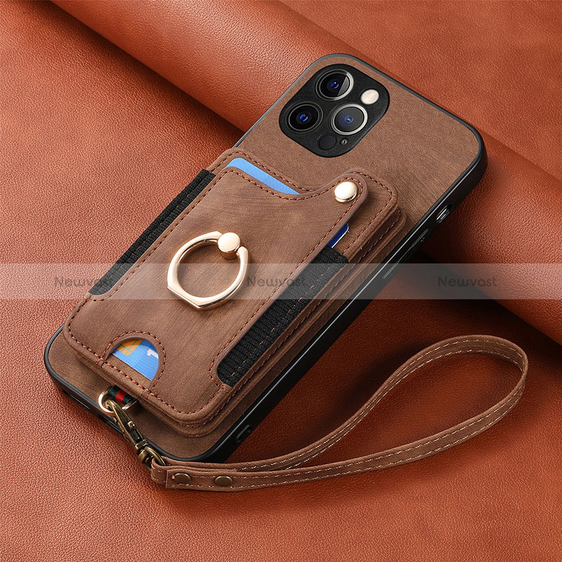 Soft Silicone Gel Leather Snap On Case Cover SD2 for Apple iPhone 14 Pro Brown