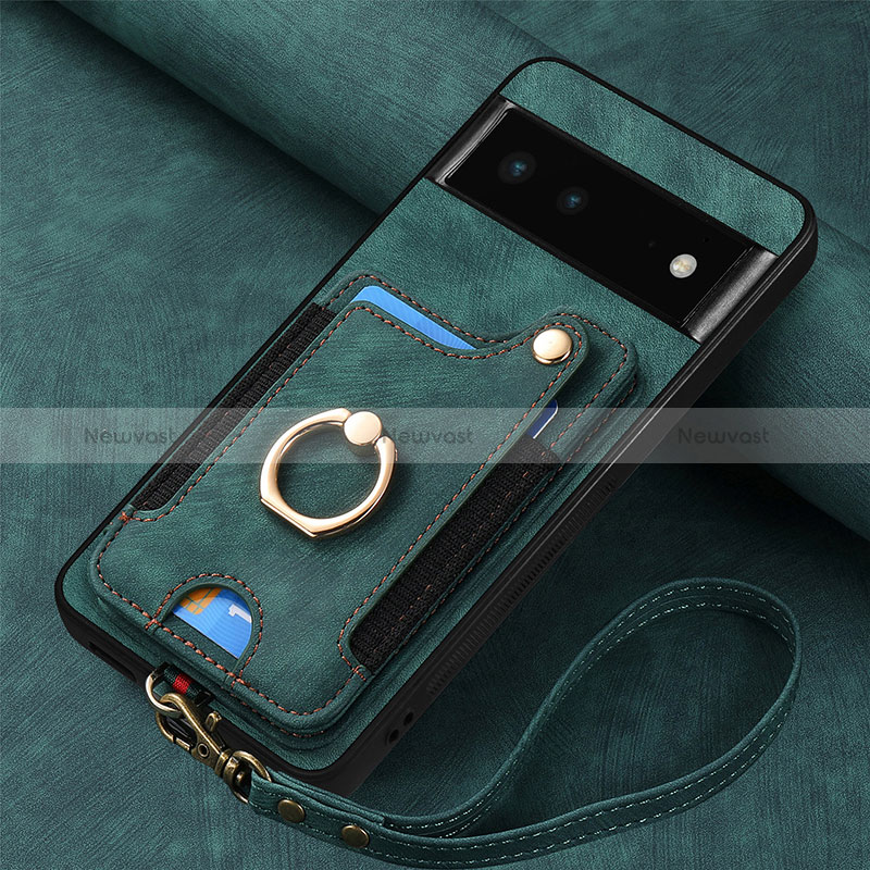 Soft Silicone Gel Leather Snap On Case Cover SD2 for Google Pixel 6 5G Green