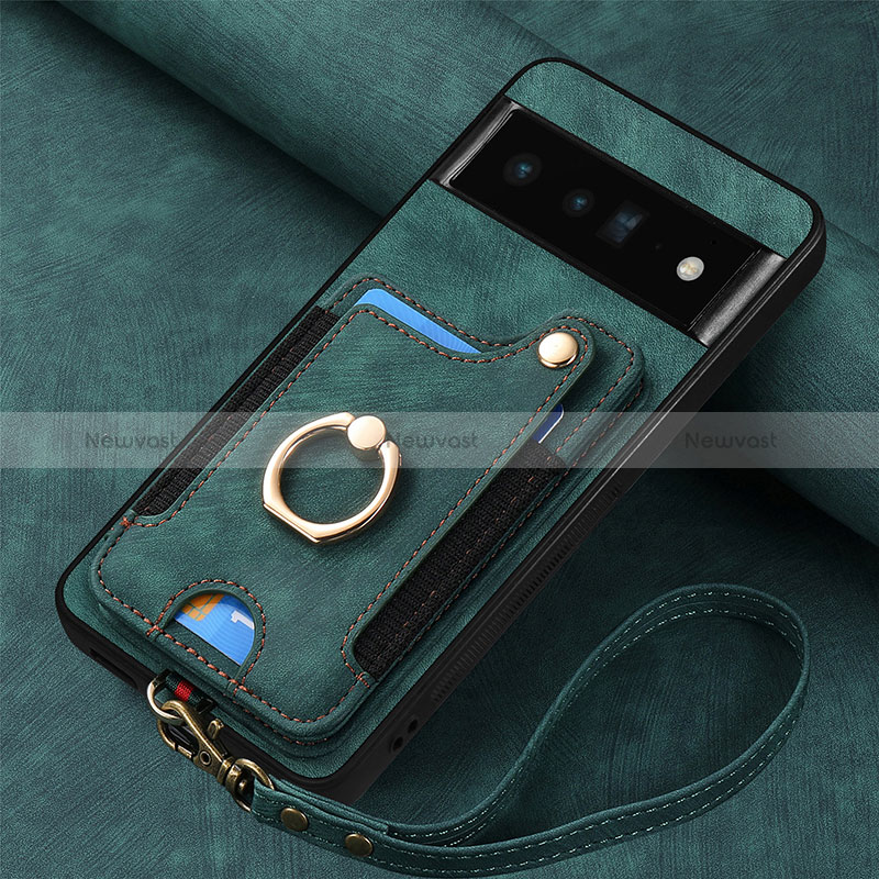 Soft Silicone Gel Leather Snap On Case Cover SD2 for Google Pixel 6 Pro 5G Green