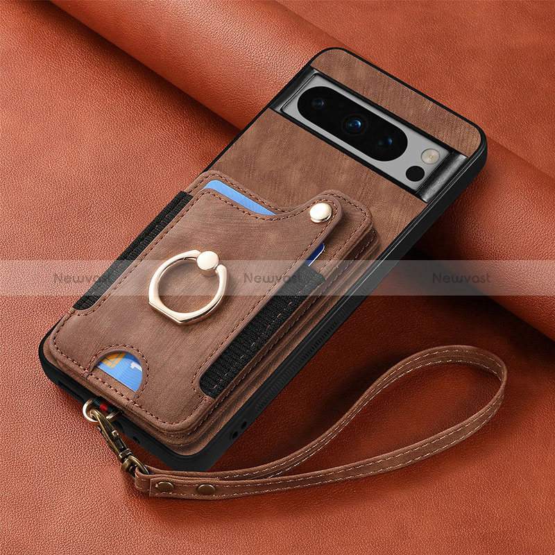 Soft Silicone Gel Leather Snap On Case Cover SD2 for Google Pixel 6a 5G Brown