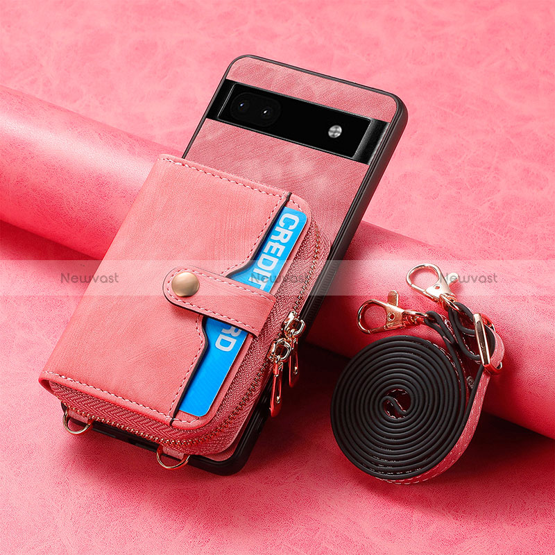 Soft Silicone Gel Leather Snap On Case Cover SD2 for Google Pixel 6a 5G Pink