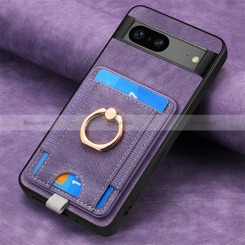 Soft Silicone Gel Leather Snap On Case Cover SD2 for Google Pixel 7 5G Clove Purple