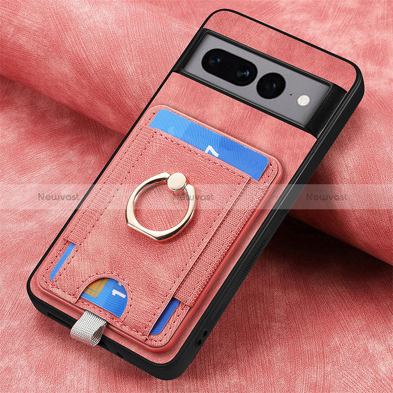 Soft Silicone Gel Leather Snap On Case Cover SD2 for Google Pixel 7 Pro 5G Pink