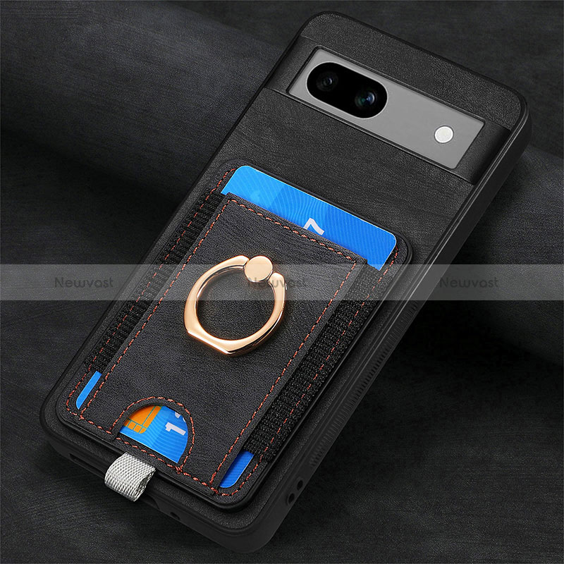 Soft Silicone Gel Leather Snap On Case Cover SD2 for Google Pixel 7a 5G Black