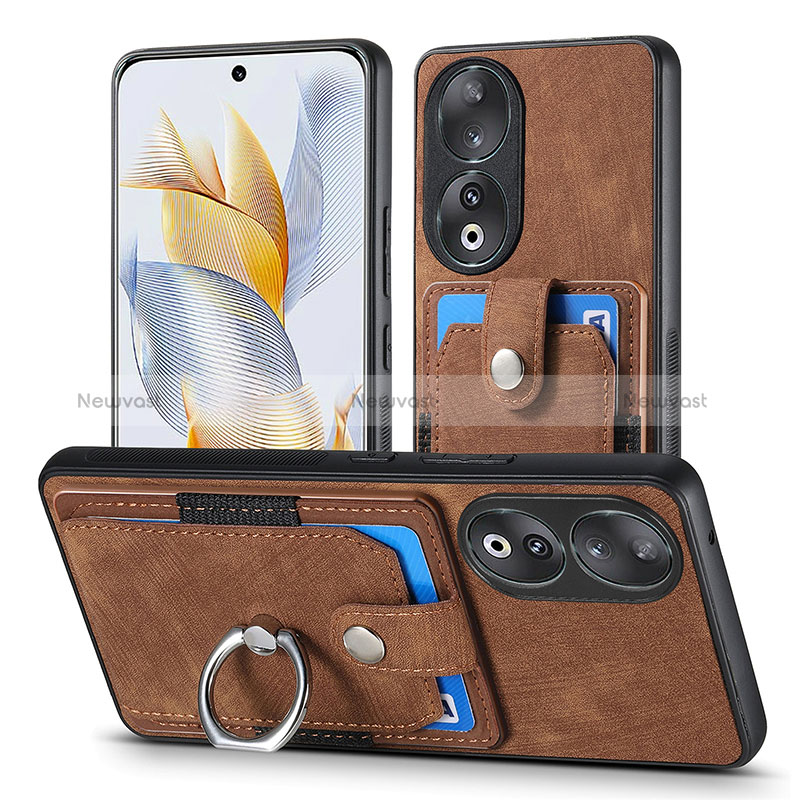 Soft Silicone Gel Leather Snap On Case Cover SD2 for Huawei Honor 90 5G Brown