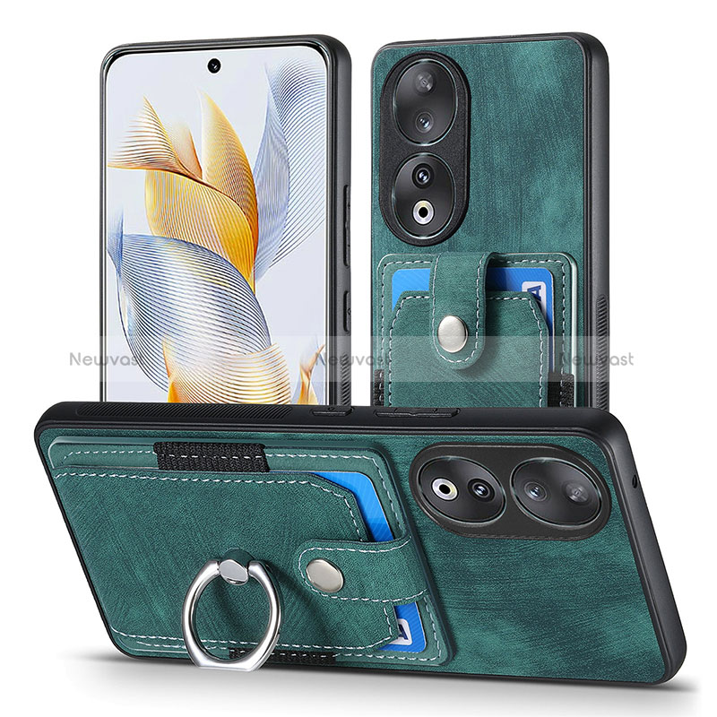 Soft Silicone Gel Leather Snap On Case Cover SD2 for Huawei Honor 90 5G Green