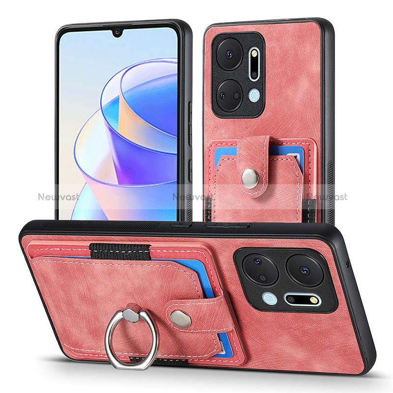 Soft Silicone Gel Leather Snap On Case Cover SD2 for Huawei Honor X7a Pink