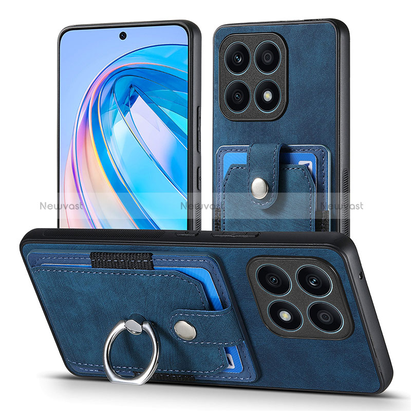 Soft Silicone Gel Leather Snap On Case Cover SD2 for Huawei Honor X8a 4G Blue