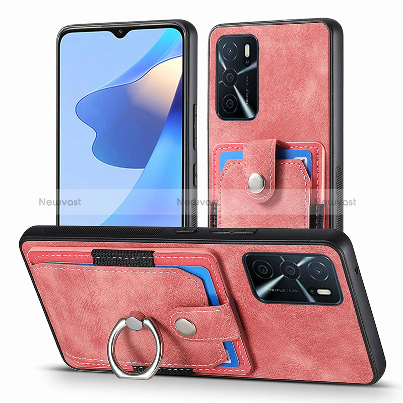 Soft Silicone Gel Leather Snap On Case Cover SD2 for Oppo A16 Pink