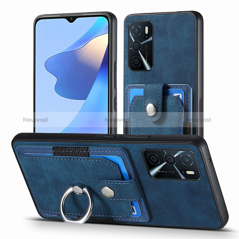 Soft Silicone Gel Leather Snap On Case Cover SD2 for Oppo A16s Blue