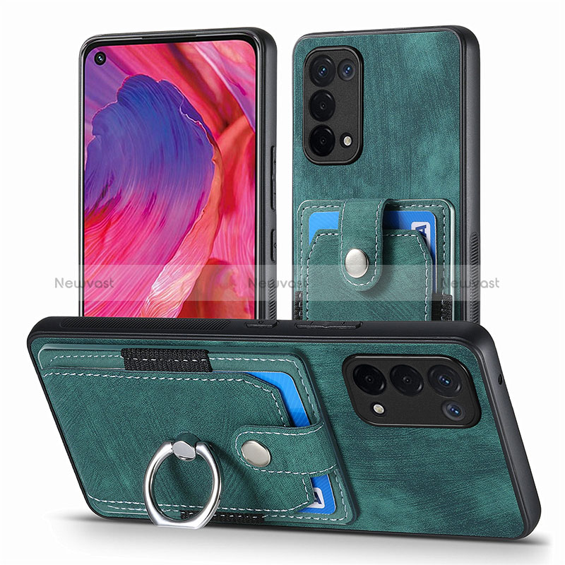 Soft Silicone Gel Leather Snap On Case Cover SD2 for Oppo A74 5G Green