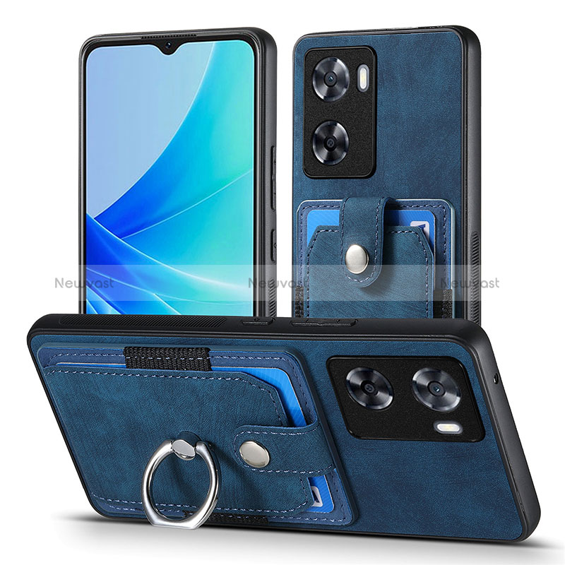 Soft Silicone Gel Leather Snap On Case Cover SD2 for Oppo A77 4G Blue