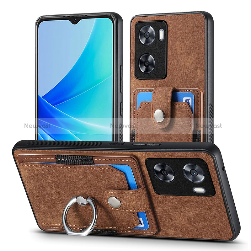 Soft Silicone Gel Leather Snap On Case Cover SD2 for Oppo A77 4G Brown