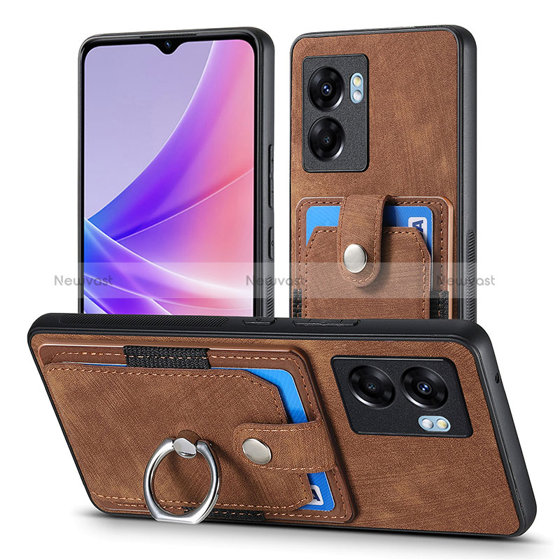 Soft Silicone Gel Leather Snap On Case Cover SD2 for Oppo A77 5G Brown