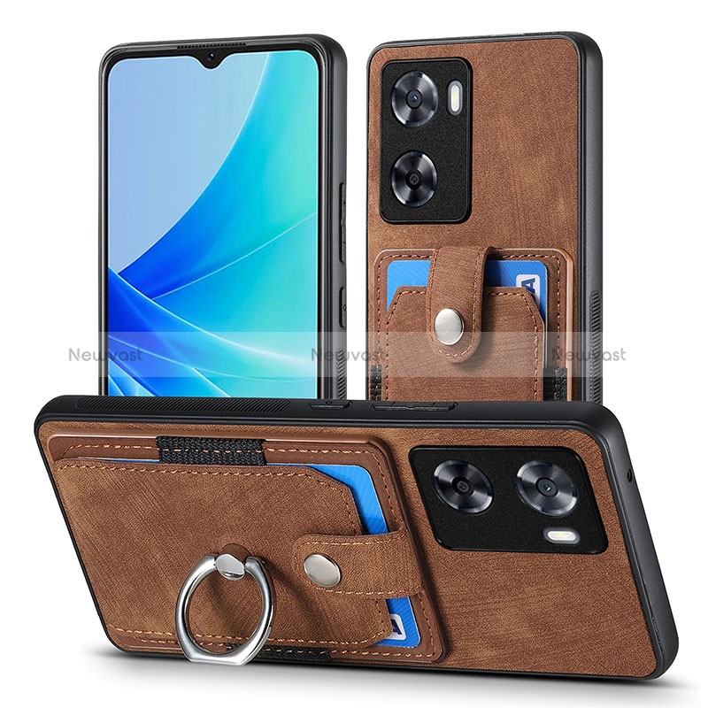 Soft Silicone Gel Leather Snap On Case Cover SD2 for Oppo A77s Brown