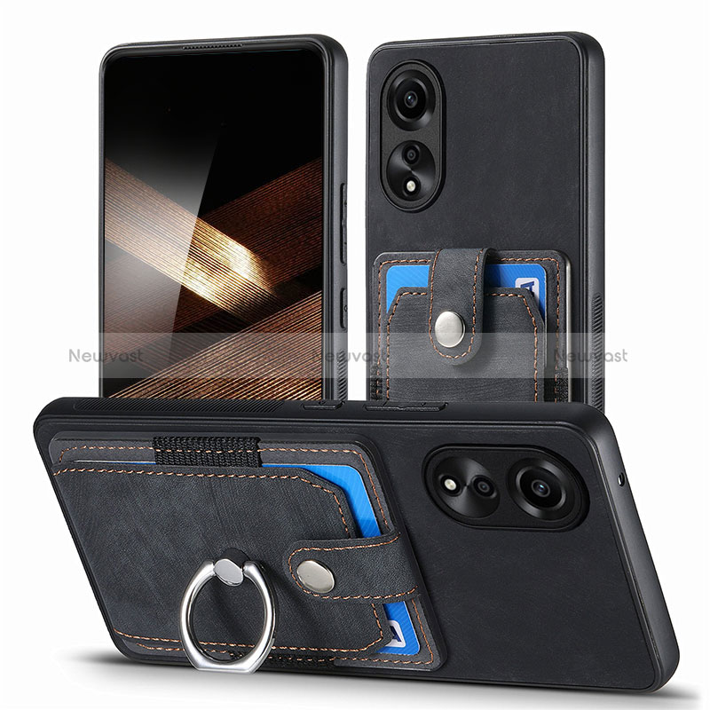 Soft Silicone Gel Leather Snap On Case Cover SD2 for Oppo A78 4G Black