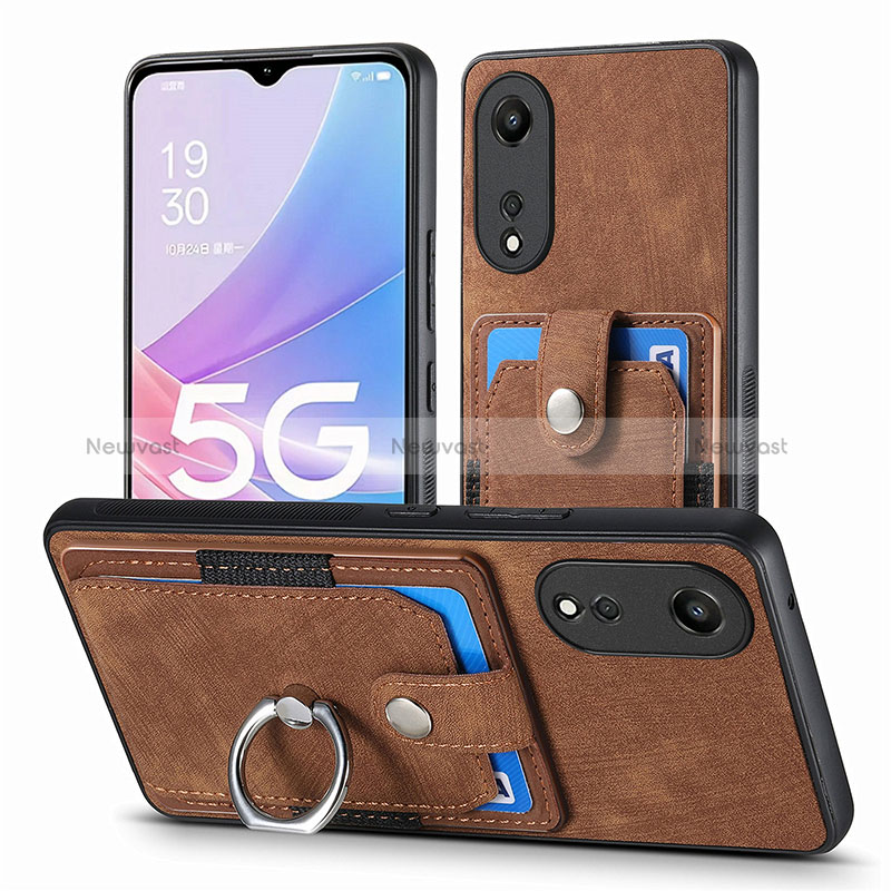 Soft Silicone Gel Leather Snap On Case Cover SD2 for Oppo A78 5G Brown