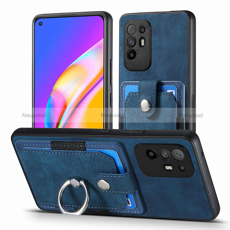 Soft Silicone Gel Leather Snap On Case Cover SD2 for Oppo A94 5G Blue