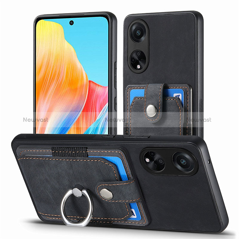 Soft Silicone Gel Leather Snap On Case Cover SD2 for Oppo A98 5G Black