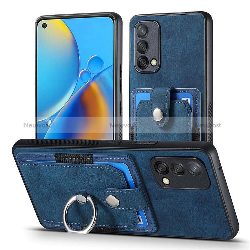 Soft Silicone Gel Leather Snap On Case Cover SD2 for Oppo F19 Blue