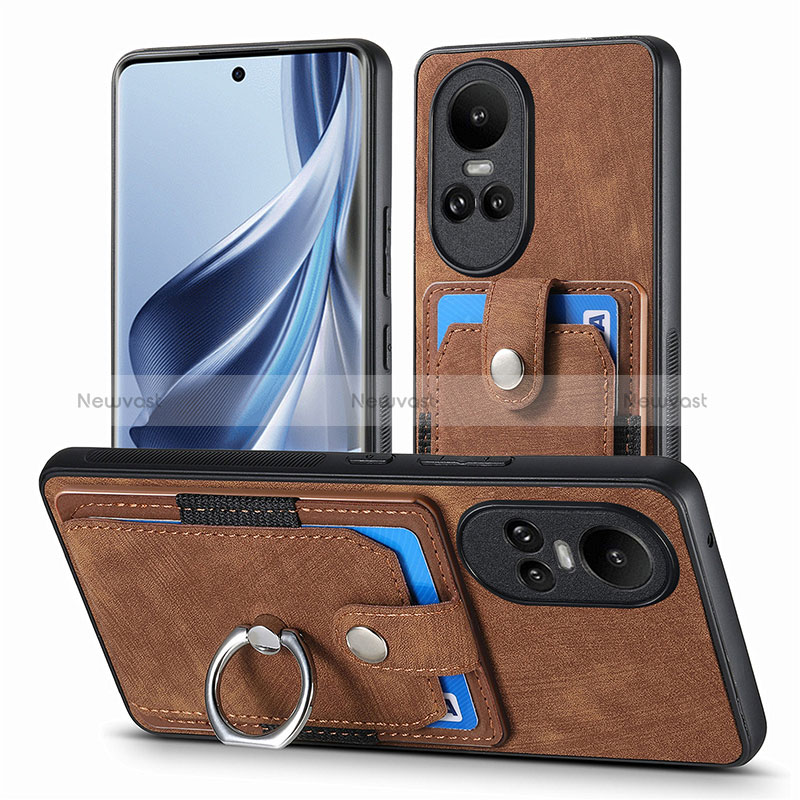 Soft Silicone Gel Leather Snap On Case Cover SD2 for Oppo Reno10 5G Brown