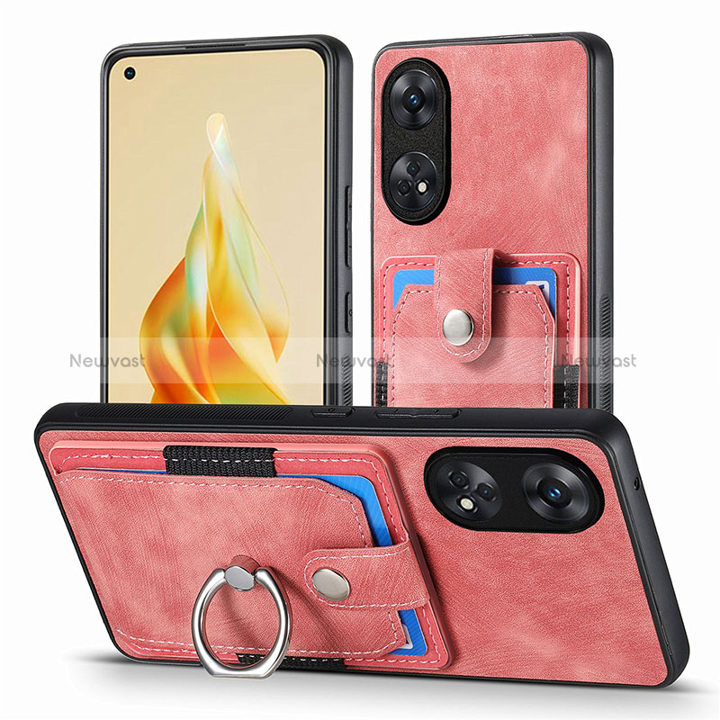 Soft Silicone Gel Leather Snap On Case Cover SD2 for Oppo Reno8 T 4G Pink