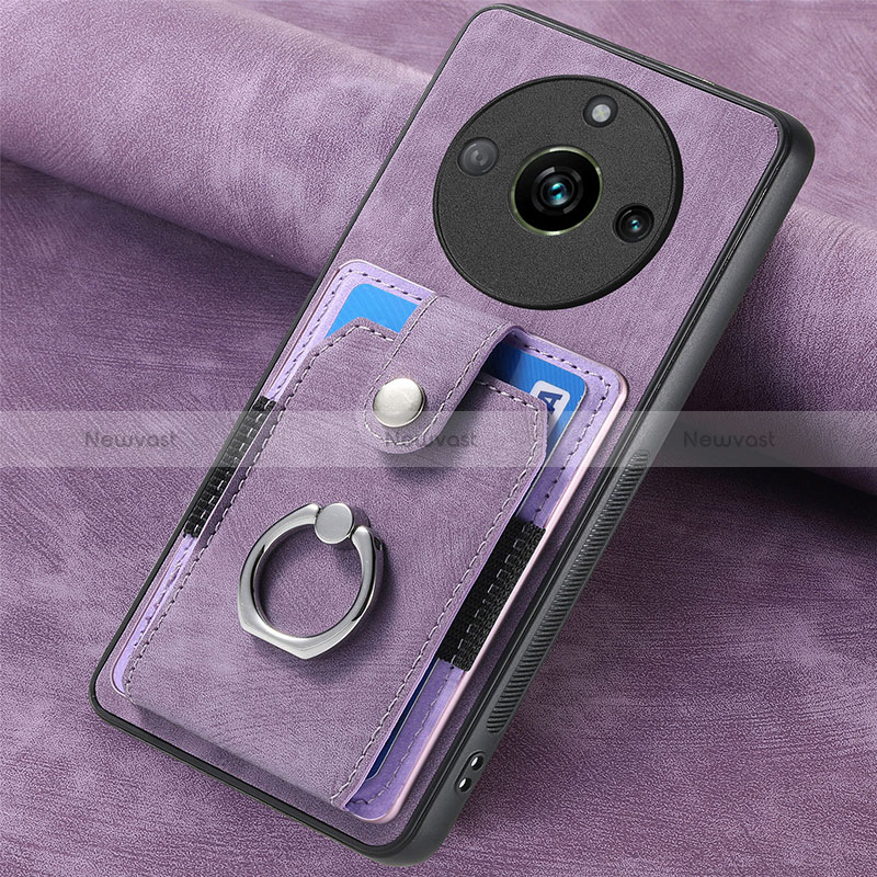 Soft Silicone Gel Leather Snap On Case Cover SD2 for Realme 11 Pro 5G Clove Purple