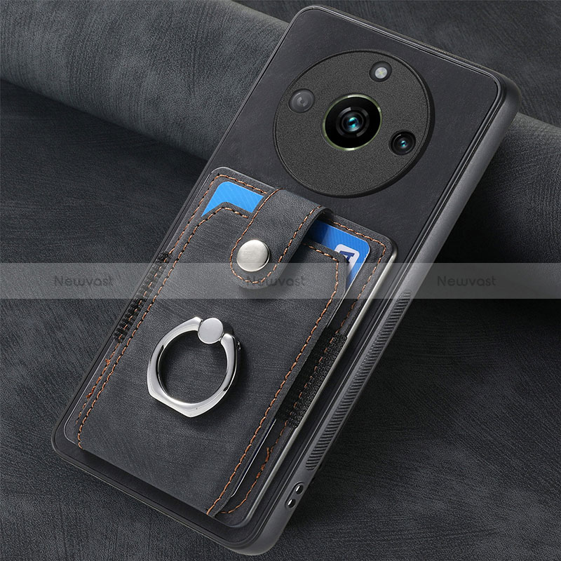 Soft Silicone Gel Leather Snap On Case Cover SD2 for Realme 11 Pro+ Plus 5G Black