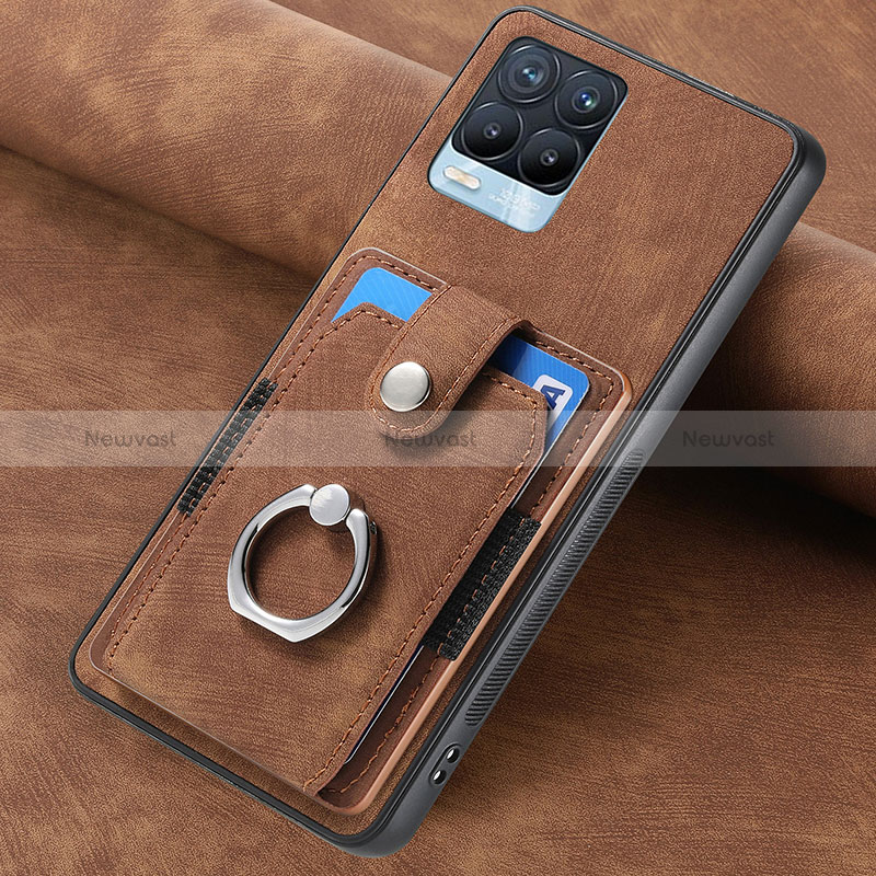 Soft Silicone Gel Leather Snap On Case Cover SD2 for Realme 8 4G Brown