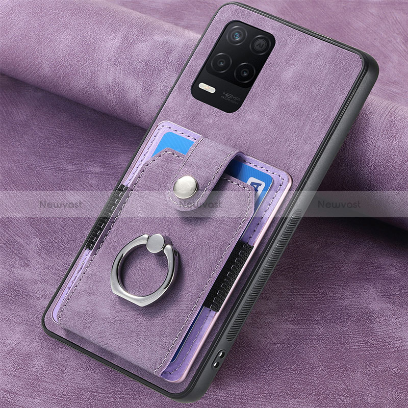 Soft Silicone Gel Leather Snap On Case Cover SD2 for Realme 8s 5G Clove Purple