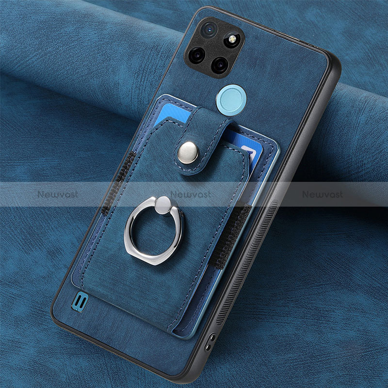 Soft Silicone Gel Leather Snap On Case Cover SD2 for Realme C25Y Blue