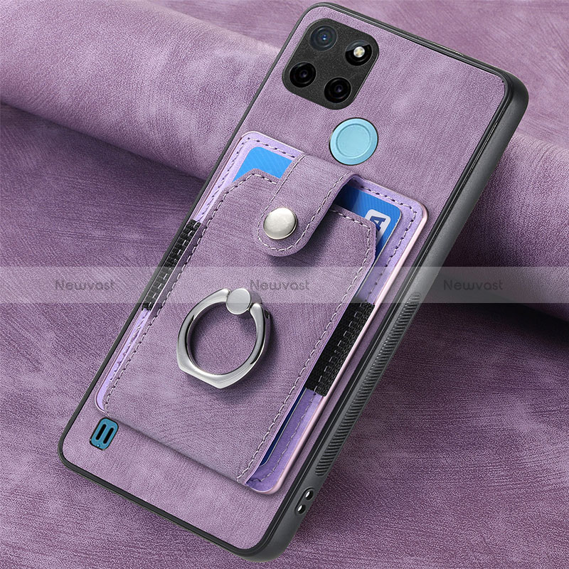 Soft Silicone Gel Leather Snap On Case Cover SD2 for Realme C25Y Clove Purple