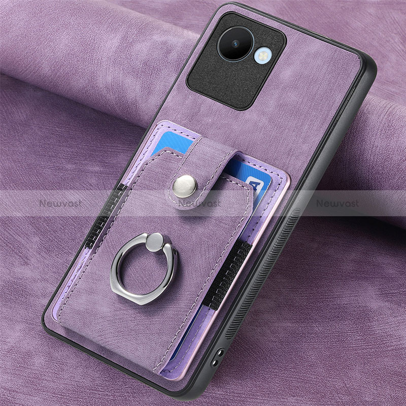 Soft Silicone Gel Leather Snap On Case Cover SD2 for Realme C30 Clove Purple