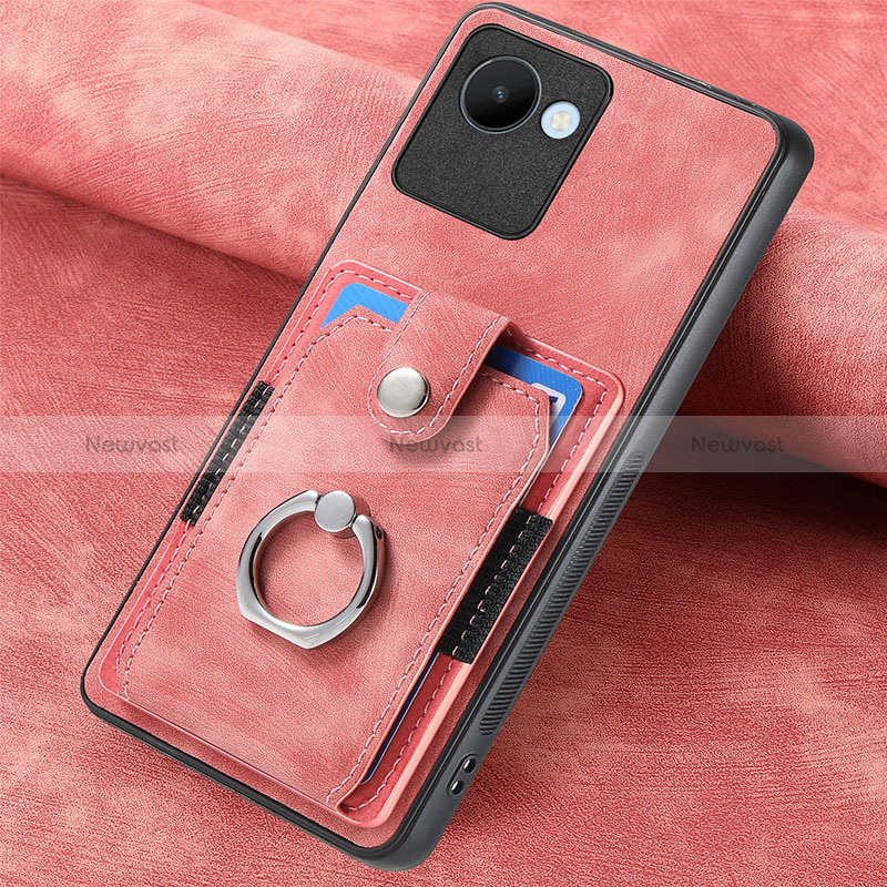 Soft Silicone Gel Leather Snap On Case Cover SD2 for Realme C30s Pink