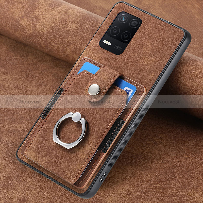 Soft Silicone Gel Leather Snap On Case Cover SD2 for Realme Narzo 30 5G Brown