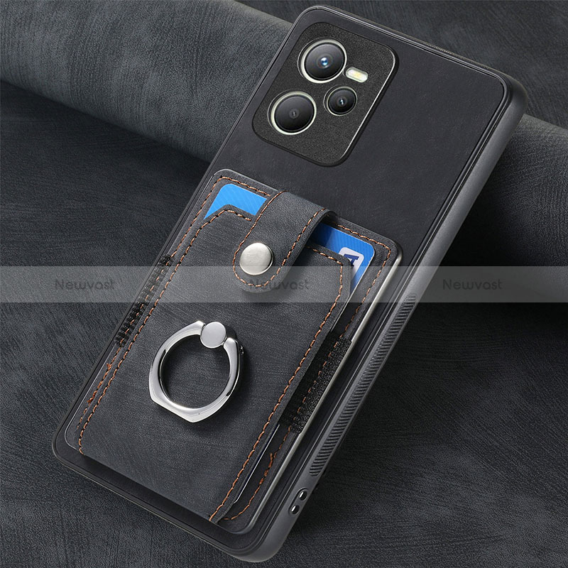 Soft Silicone Gel Leather Snap On Case Cover SD2 for Realme Narzo 50A Prime Black