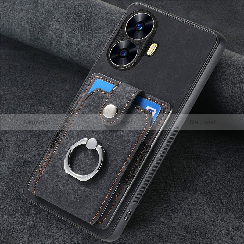 Soft Silicone Gel Leather Snap On Case Cover SD2 for Realme Narzo N55 Black