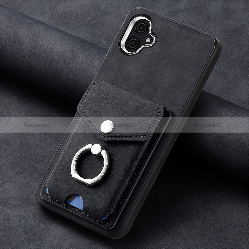 Soft Silicone Gel Leather Snap On Case Cover SD2 for Samsung Galaxy A04E Black