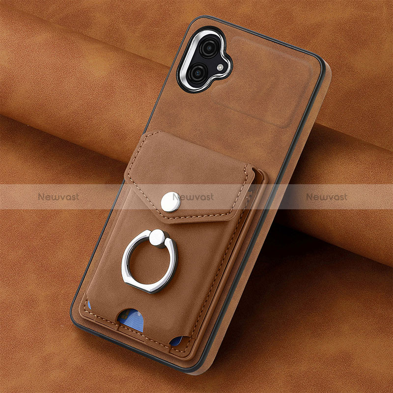 Soft Silicone Gel Leather Snap On Case Cover SD2 for Samsung Galaxy A04E Brown