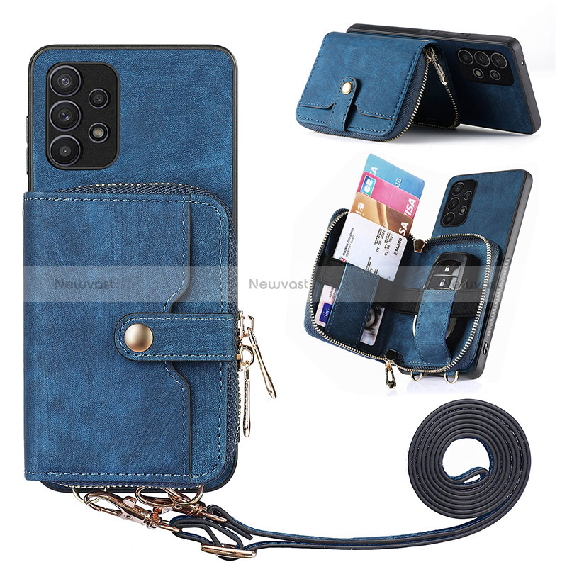 Soft Silicone Gel Leather Snap On Case Cover SD2 for Samsung Galaxy A32 5G Blue