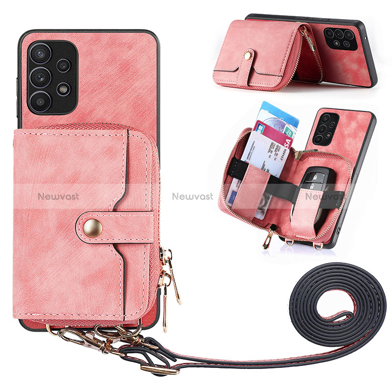 Soft Silicone Gel Leather Snap On Case Cover SD2 for Samsung Galaxy A32 5G Pink