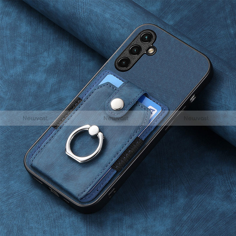 Soft Silicone Gel Leather Snap On Case Cover SD2 for Samsung Galaxy A54 5G Blue