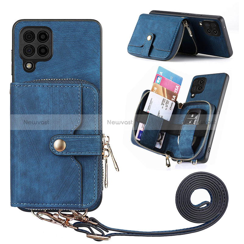 Soft Silicone Gel Leather Snap On Case Cover SD2 for Samsung Galaxy F12 Blue