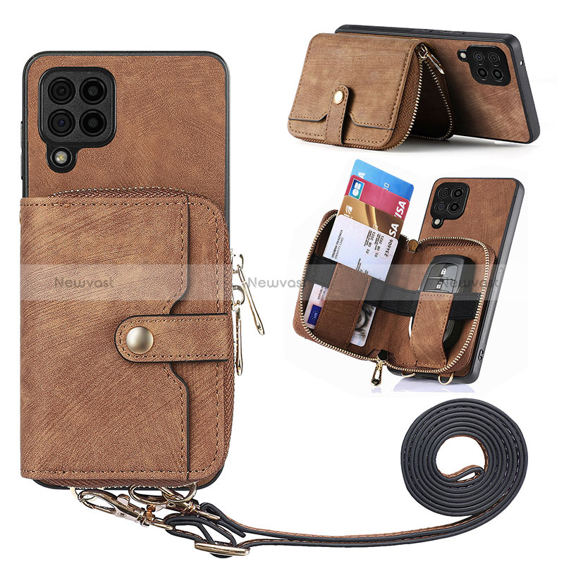 Soft Silicone Gel Leather Snap On Case Cover SD2 for Samsung Galaxy F12 Brown