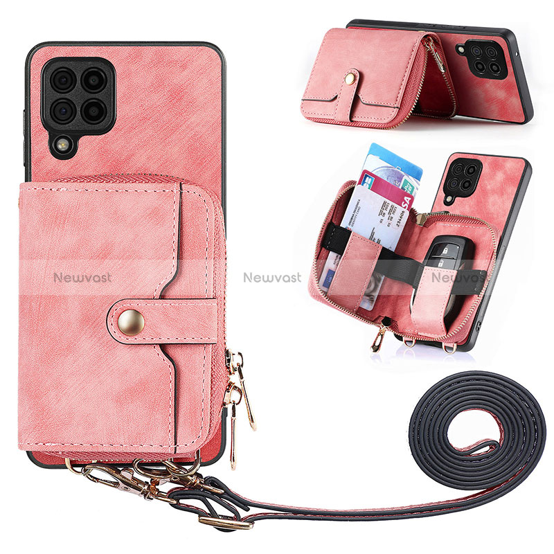 Soft Silicone Gel Leather Snap On Case Cover SD2 for Samsung Galaxy M12 Pink