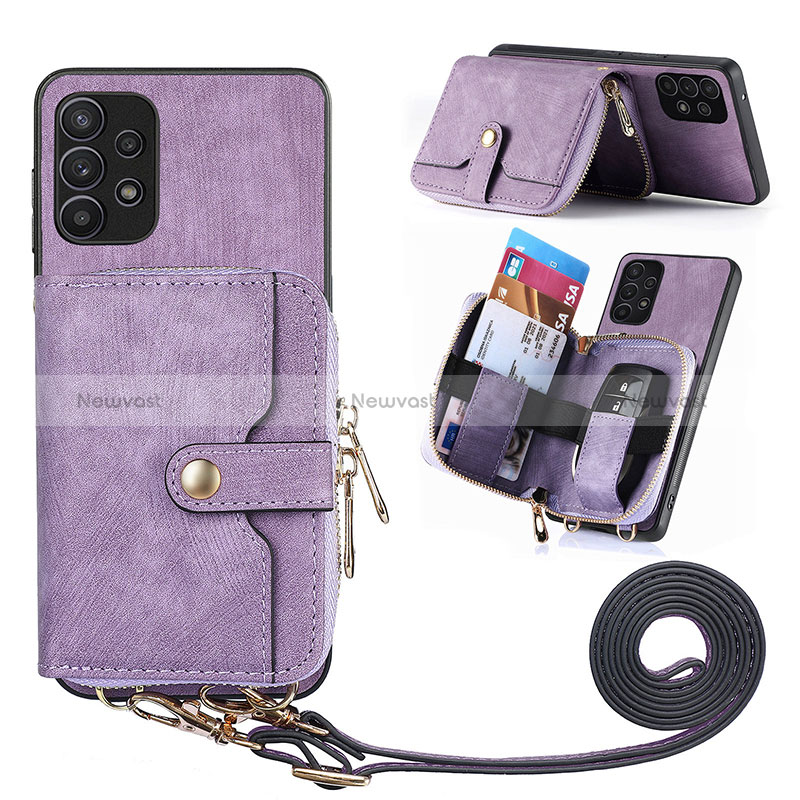Soft Silicone Gel Leather Snap On Case Cover SD2 for Samsung Galaxy M32 5G Clove Purple