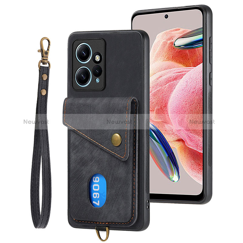 Soft Silicone Gel Leather Snap On Case Cover SD2 for Xiaomi Redmi Note 12 4G Black