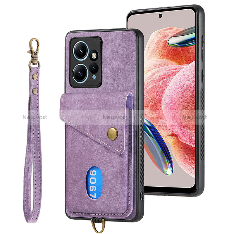 Soft Silicone Gel Leather Snap On Case Cover SD2 for Xiaomi Redmi Note 12 4G Clove Purple