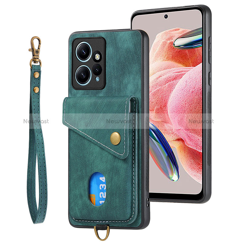 Soft Silicone Gel Leather Snap On Case Cover SD2 for Xiaomi Redmi Note 12 4G Green